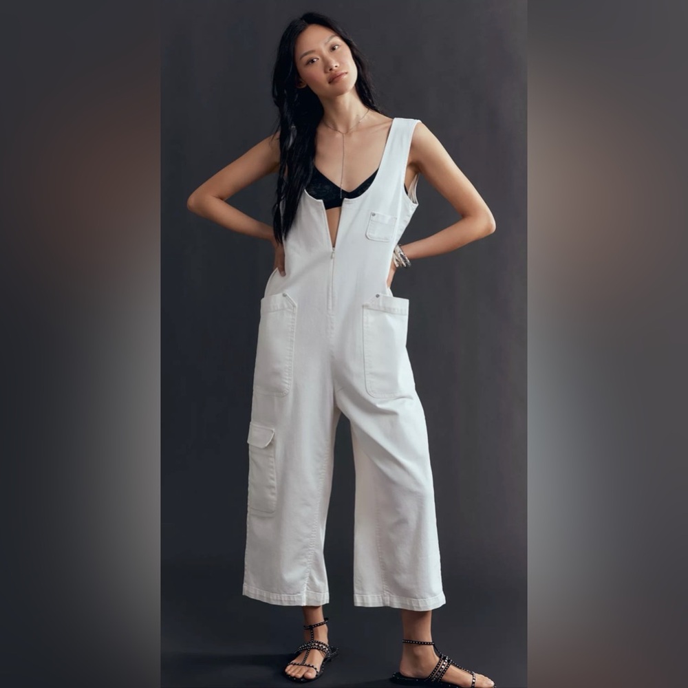 NWT Anthropologie Pilcro Zip-Front Wide Leg Overalls - small